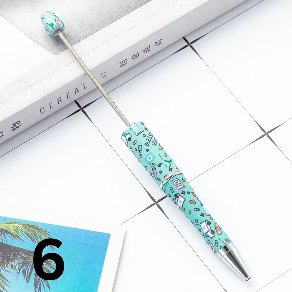 Nurses Doctor Print Beaded Pens with Healthcare Design Random Mix Beadable Pens