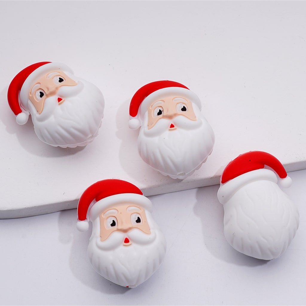 3D Cute Penguin Gingerbread Father Christmas's Head Tree Snowman Christmas Series Silicone Focal Beads