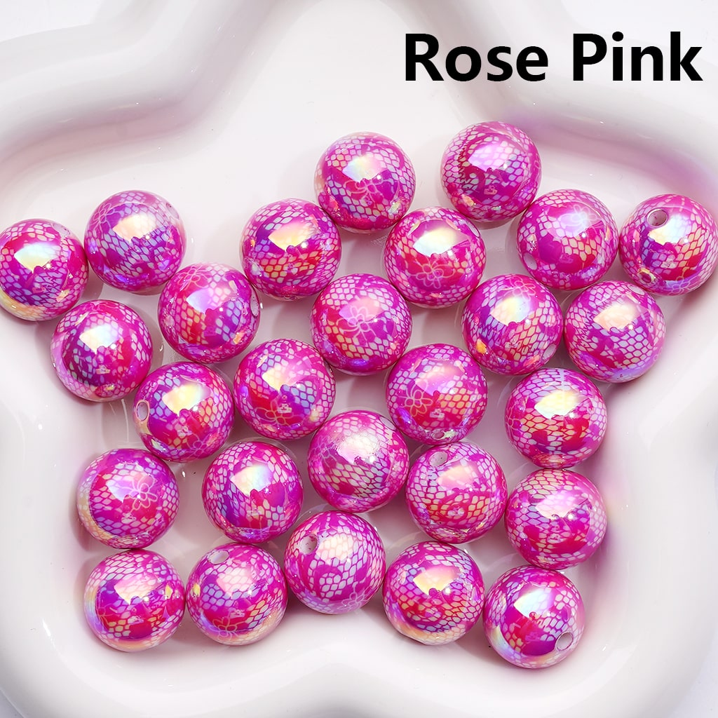 UV Coated Lace Butterfly Prints Multi-Color Acrylic Beads 16MM (Single Color for 200pcs)