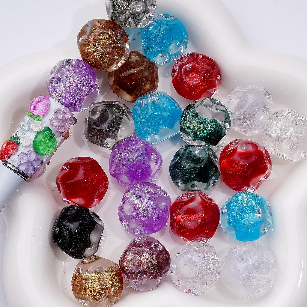 Multi-Color Shiny Glitter Meteorolite Shape Acrylic Beads, Around 20MM ...