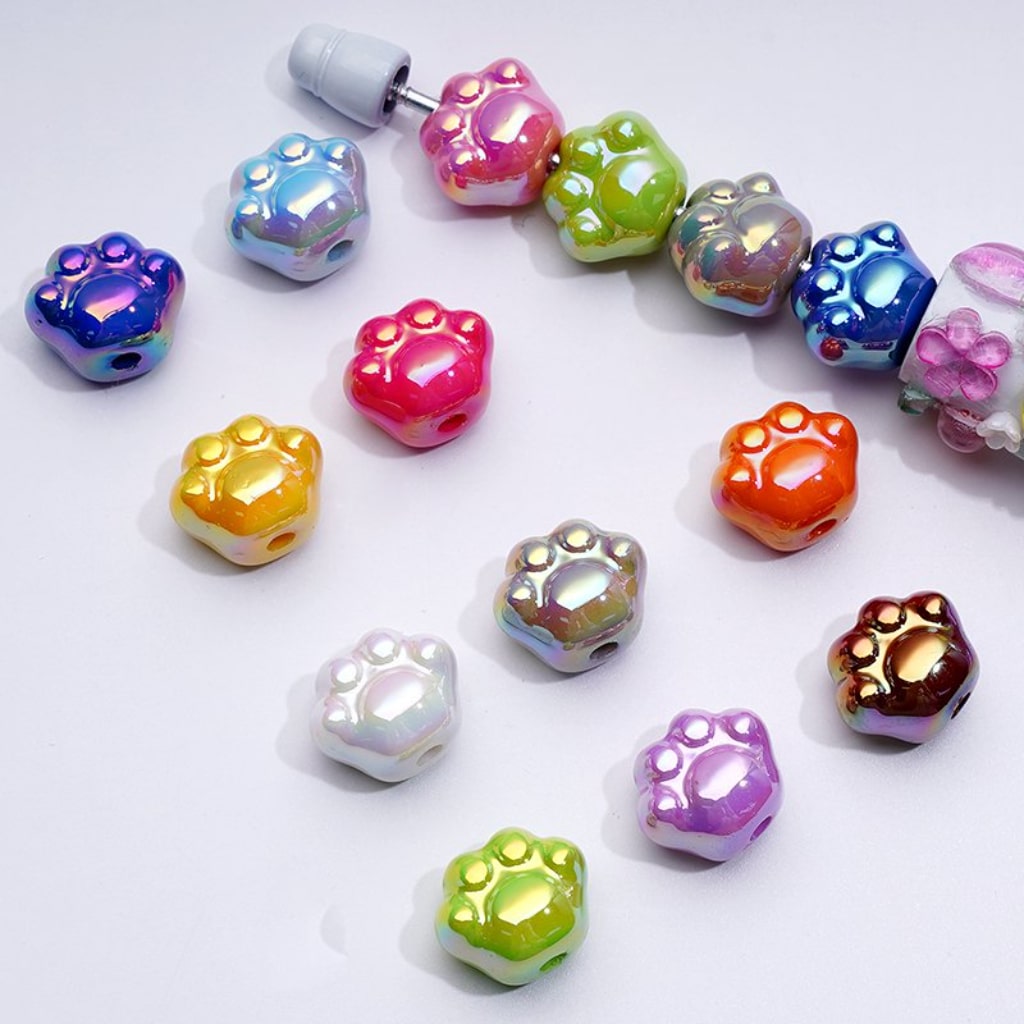Glossy Paw Claw Acrylic Beads with UV Coating Mixed Assortment, 15x13MM