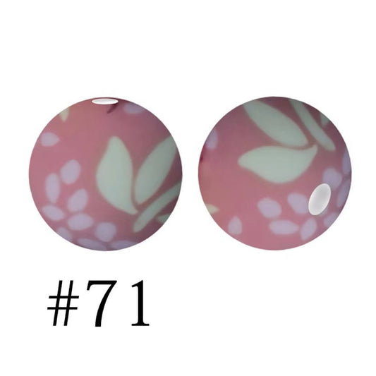 Printed Pink Dots Silicone Beads Number 71