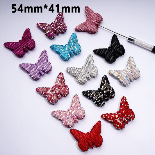 Elegant Multi-Color Butterfly Clay Beads Adorned with Sparkling Rhinestones Approx. 54x41MM