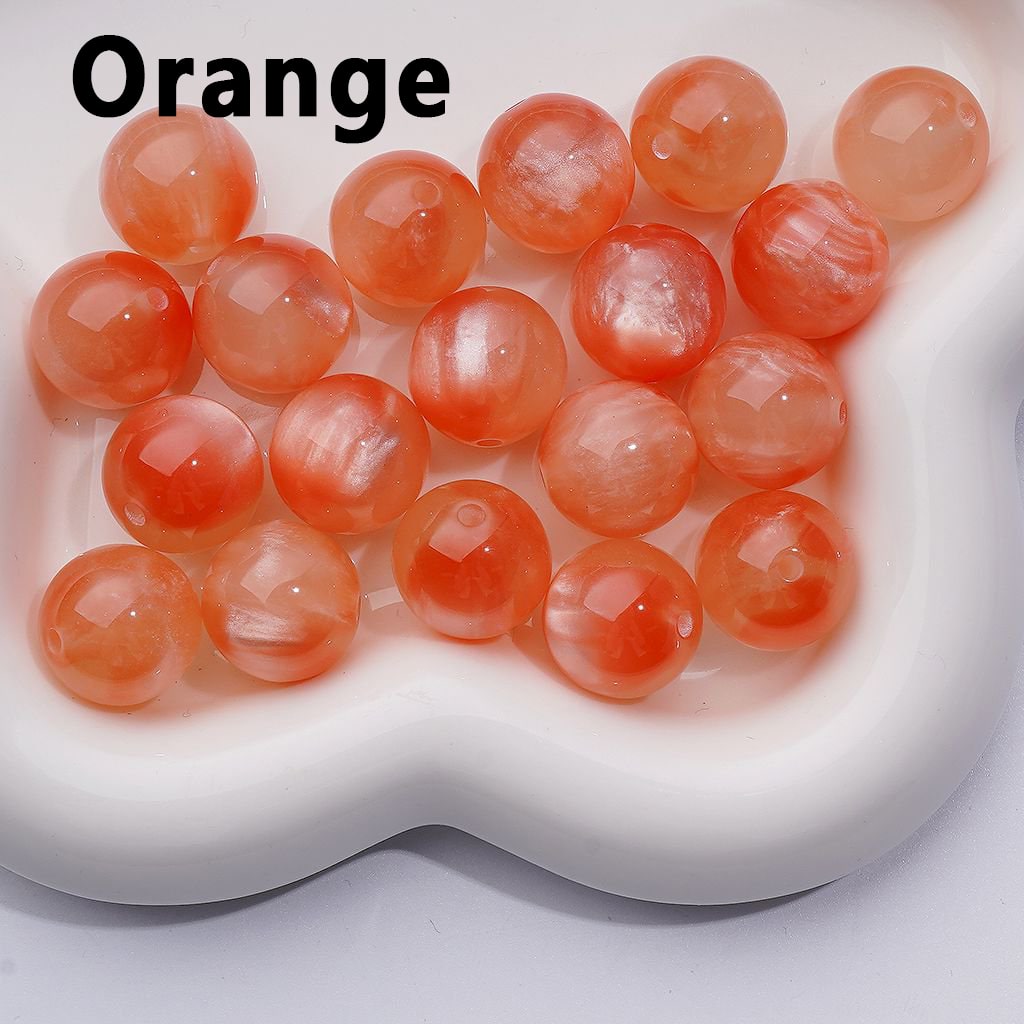 Vibrant Cat Eye Multi-Color Round Acrylic Beads with a Luminous Glow, 16MM