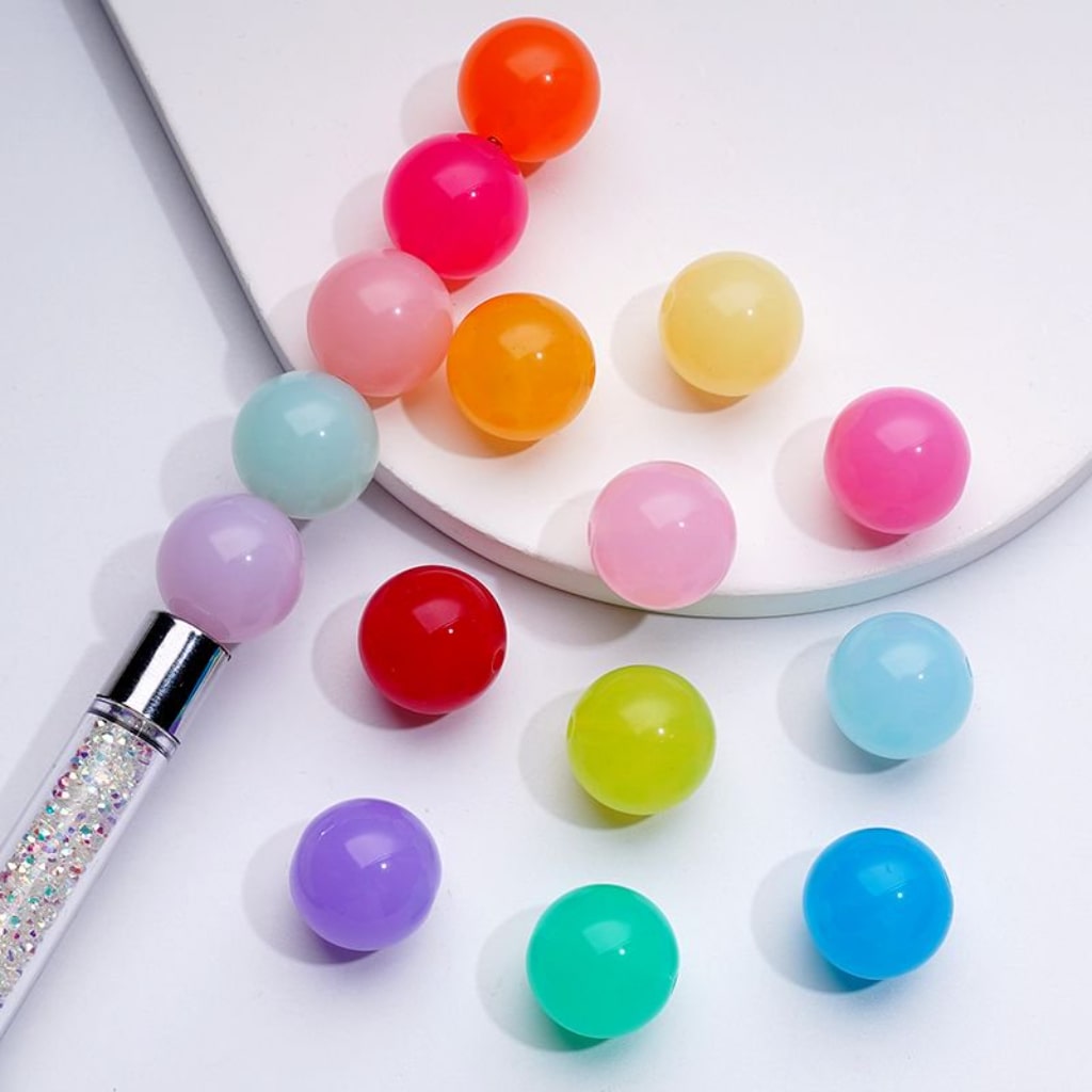 Candy Color Glossy Jelly Round Acrylic Beads, 16MM
