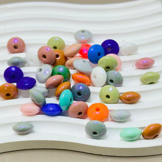 Silicone Glittery Lentil Beads Spacers Saucers in Solid Color, Random Mix, 12MM