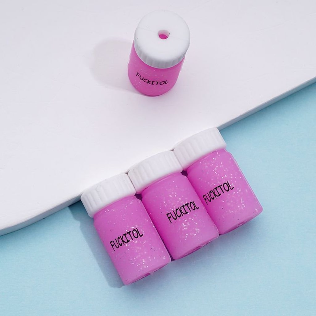 3D Colorful Fuckitol Mood Capsule Bottle Silicone Focal Beads