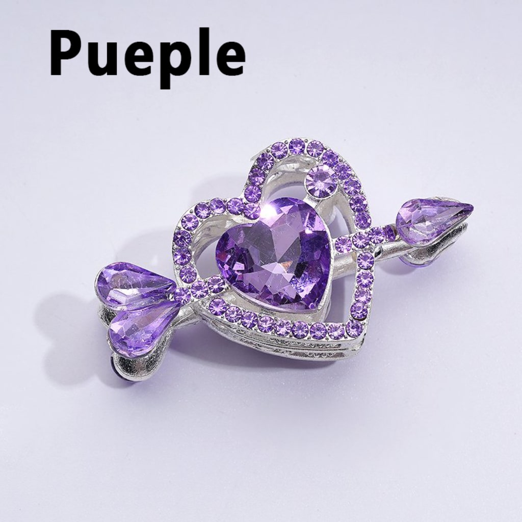 Elegant Silver Alloy Arrow Piercing a Heart Embellished with Vibrant Multi-Color Rhinestones & Beads Approx. 48x26MM