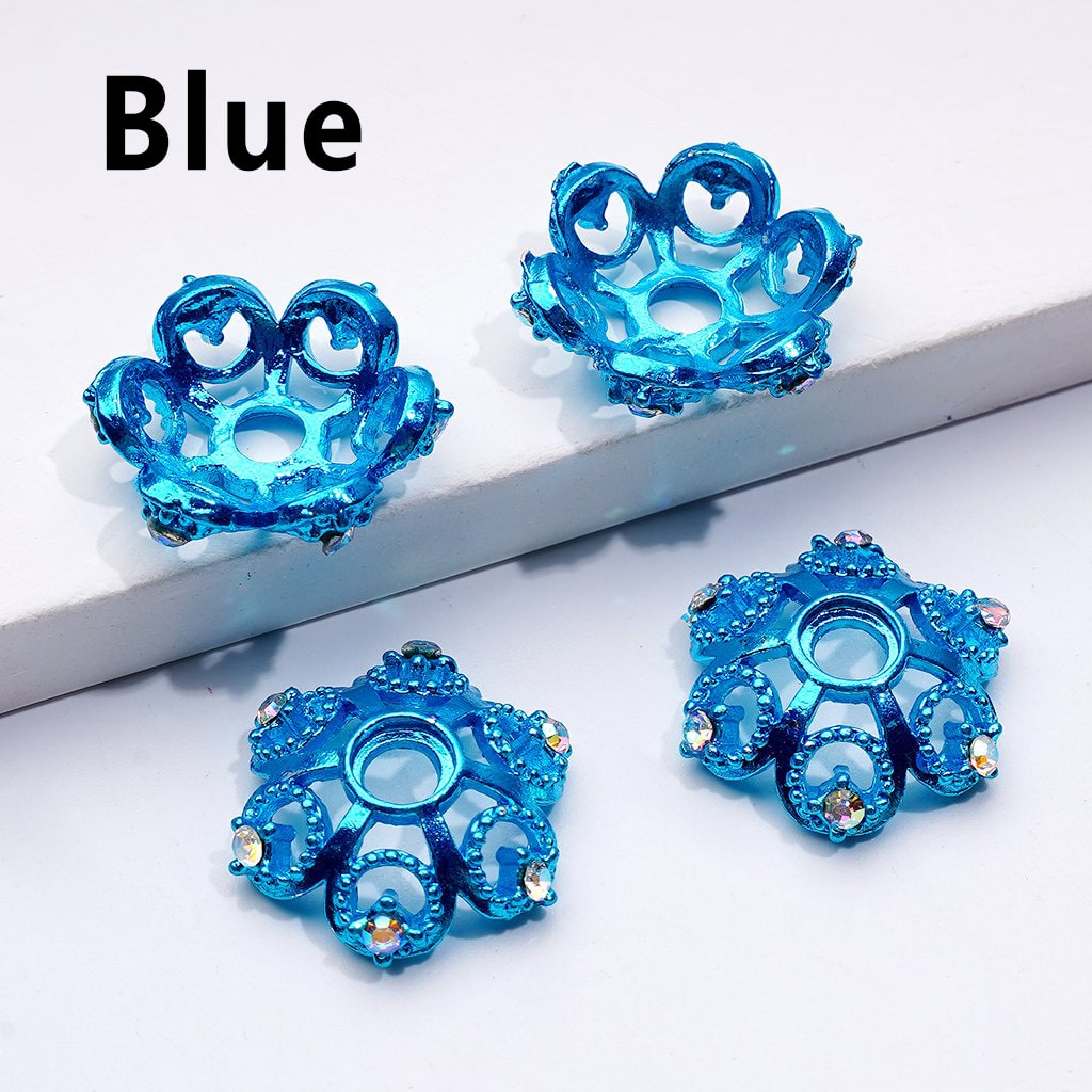 Blue decorative items on a white surface with 'Blue' text above.

