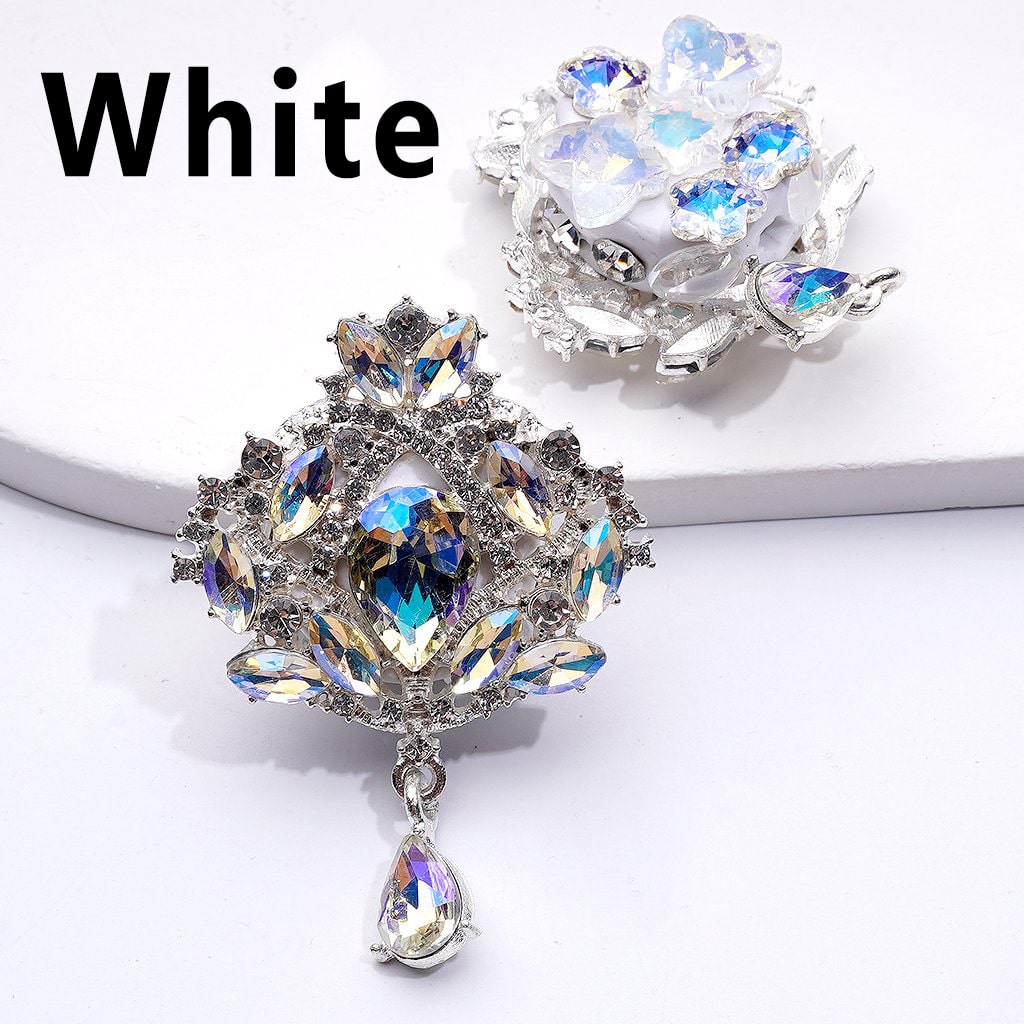 Shiny Rhinestones Delicate Fancy Silver Alloy Flower Bouquet with Cute Butterflies Hearts Snowflakes Clay Beads Pendants, Around 37*40MM