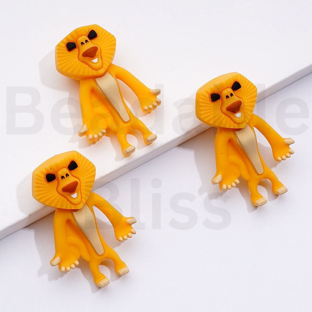 3D Cute Animals Squirrel Sloth Si Lion Ale Elephant Mann Penguin Skippe Saber-toothed Honey Bear Dieg Ice Ag Madgasca Silicone Focal Beads