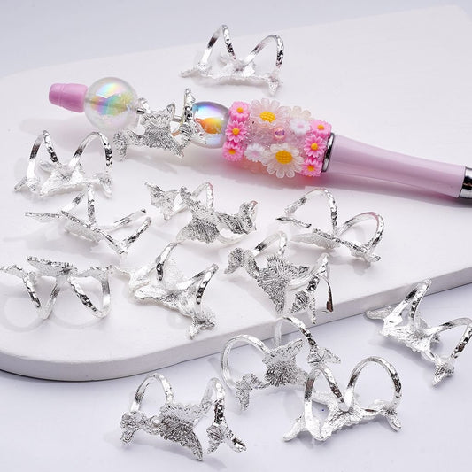 Butterfly Cage Bead Cap Decorative Silver Alloy Jewelry Accent, Around 31*17MM