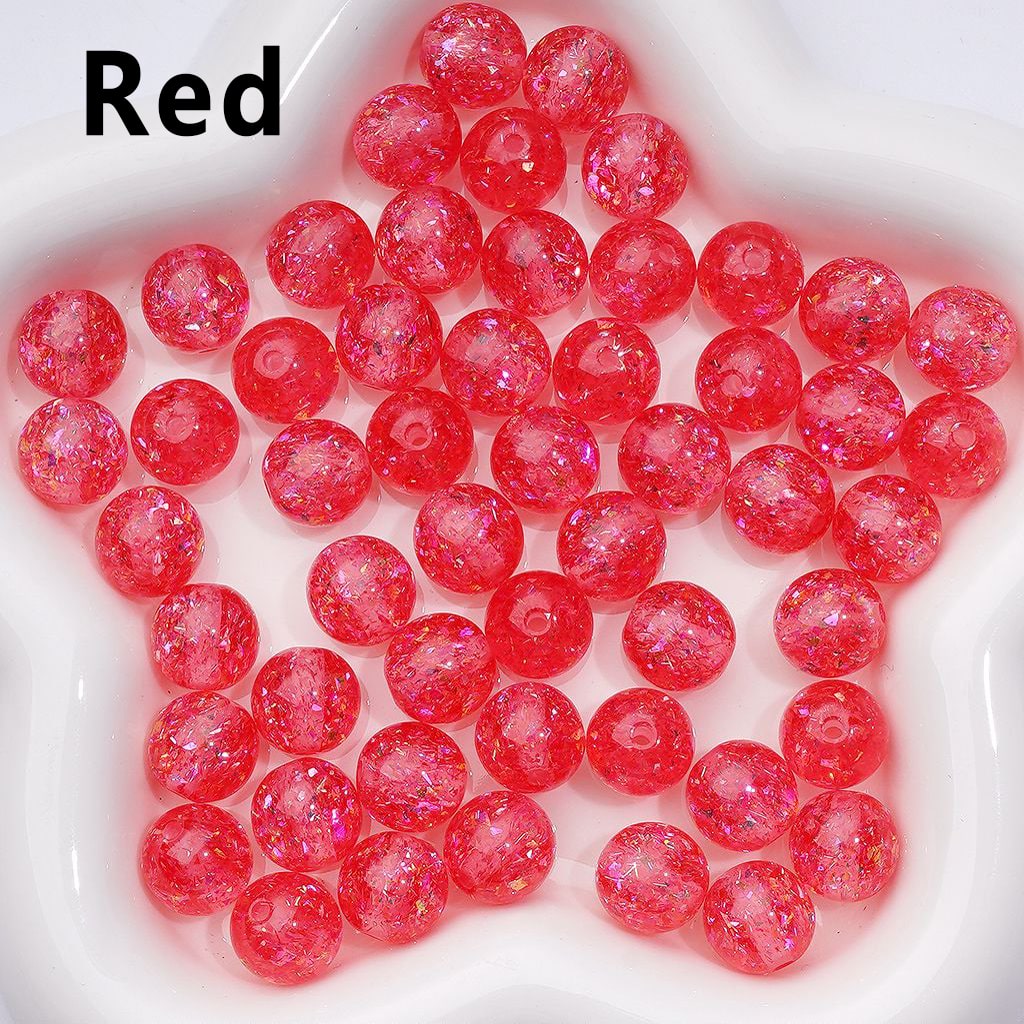 Glittering Multi-Color Acrylic Beads with Mini Flakes & Crystal Shine, 12MM