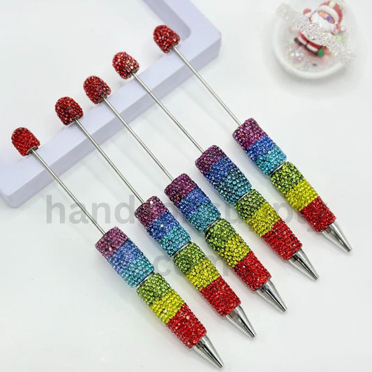 Rainbow Bling Rhinestone Beadable Pens Sparkly Multicolor DIY Writing Pens