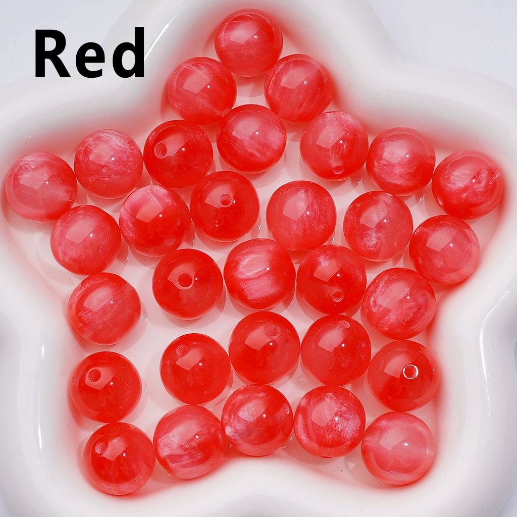 Vibrant Cat Eye Multi-Color Round Acrylic Beads with a Luminous Glow, 16MM