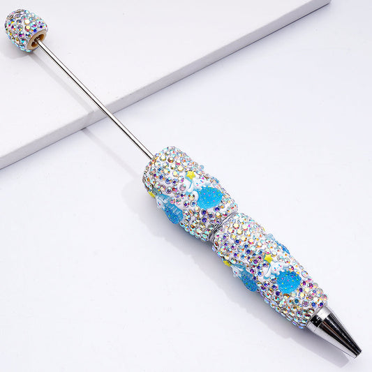 Cinnamoroll in Blue Dress with Star Sanrio-Inspired Design AB Rhinestones Beadable Clay Pens