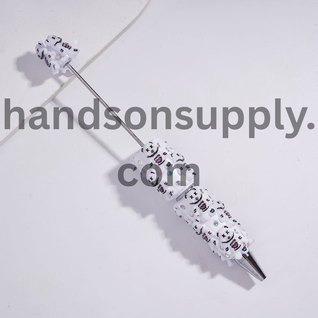 Violent Bear with AB Rhinestones and White Pearl Beadable Clay Pens