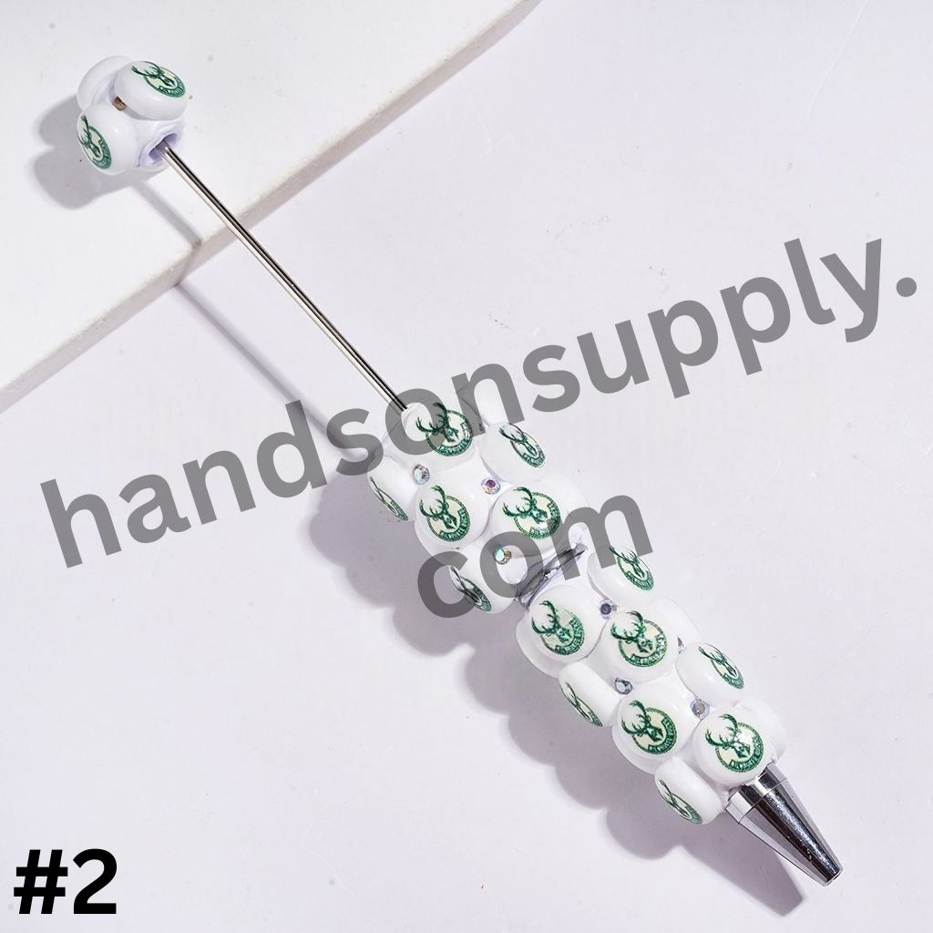 American Basketball Team Logo Design & Sparkling AB Rhinestone Beadable Clay Pens