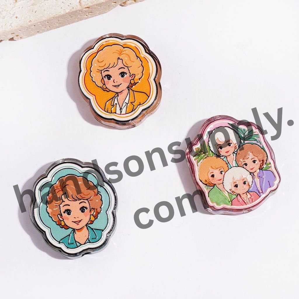 Classic American Cartoon Comedy Golden Women Character Series Semi-Clear Acrylic Beads, Random Mix