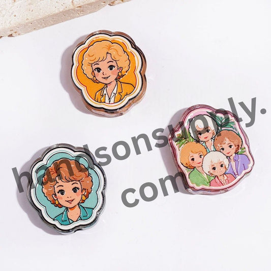 Classic American Cartoon Comedy Golden Women Character Series Semi-Clear Acrylic Beads, Random Mix