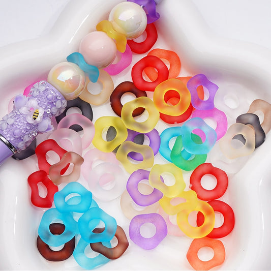 Frosted Wave Shape Large Hole Multi-Color Translucent Spacer Beads 16MM  (Single Color is only available for 500pcs(Whole bag))