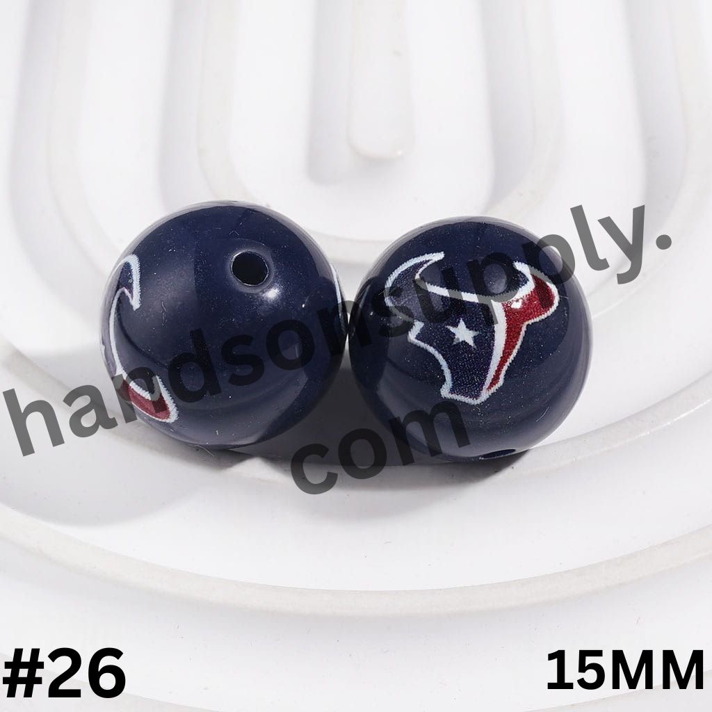 American Football Team Acrylic Beads for Bracelets, 15MM