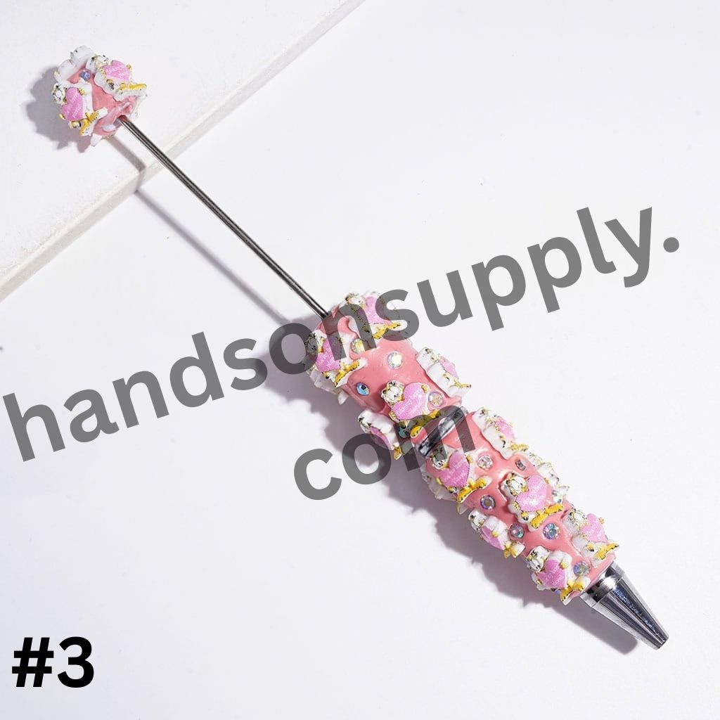 Adorable Lazy Sleepy Cat & Gentle Pet Dog Character Designs with Sparkling AB Rhinestone Beadable Clay Pens