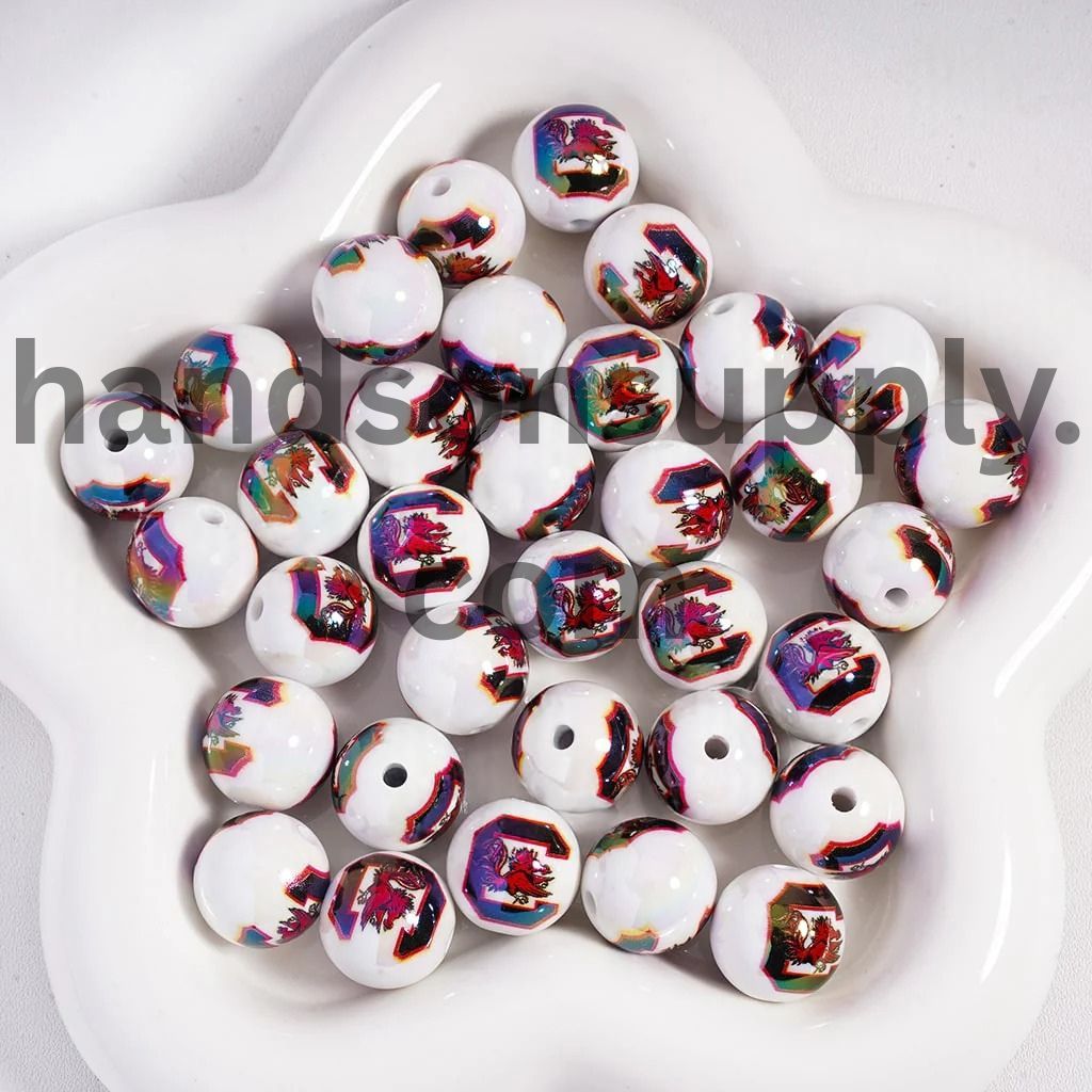 UV Coating American College Football Acrylic Beads, 16MM