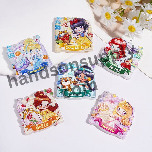 Cute Classic Princess Character Series, Acrylic Beads, Assorted Designs, Random Mix