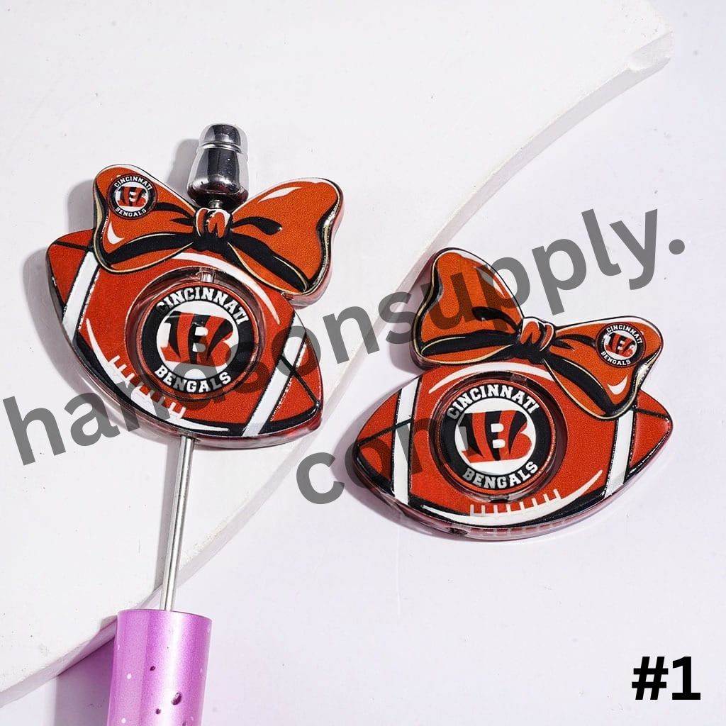 Sporty American Football Shape with Bowtie Collection Set  Series Acrylic Beads, Update Other Style Later |  (Please Read the Description)