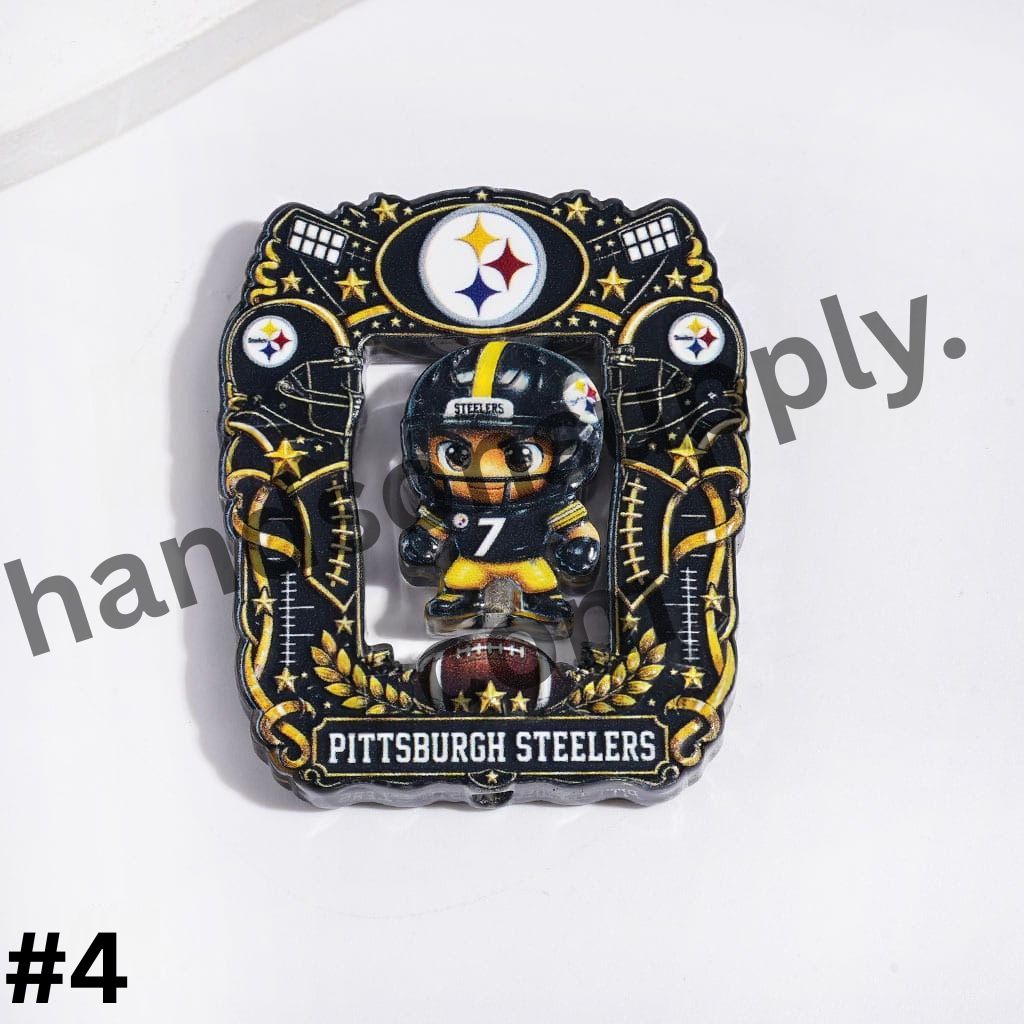 American Football Team Design Hollow Square Photo Frames and Athlete-Shaped Acrylic Beads Collection Set