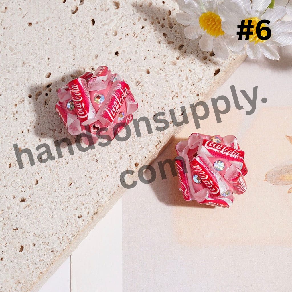 Mini Soda Soft Drink Can & Bottle Shape Clay Beads with AB Rhinestones, 20MM, Multi-Color