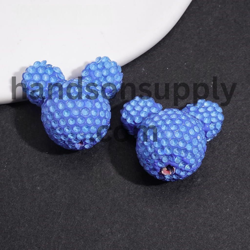 Vibrant Neon Colorful Mouse Head Shape with Sparkling Rhinestone Clay Beads 22*23MM, Multi-Color (Please Read Description)