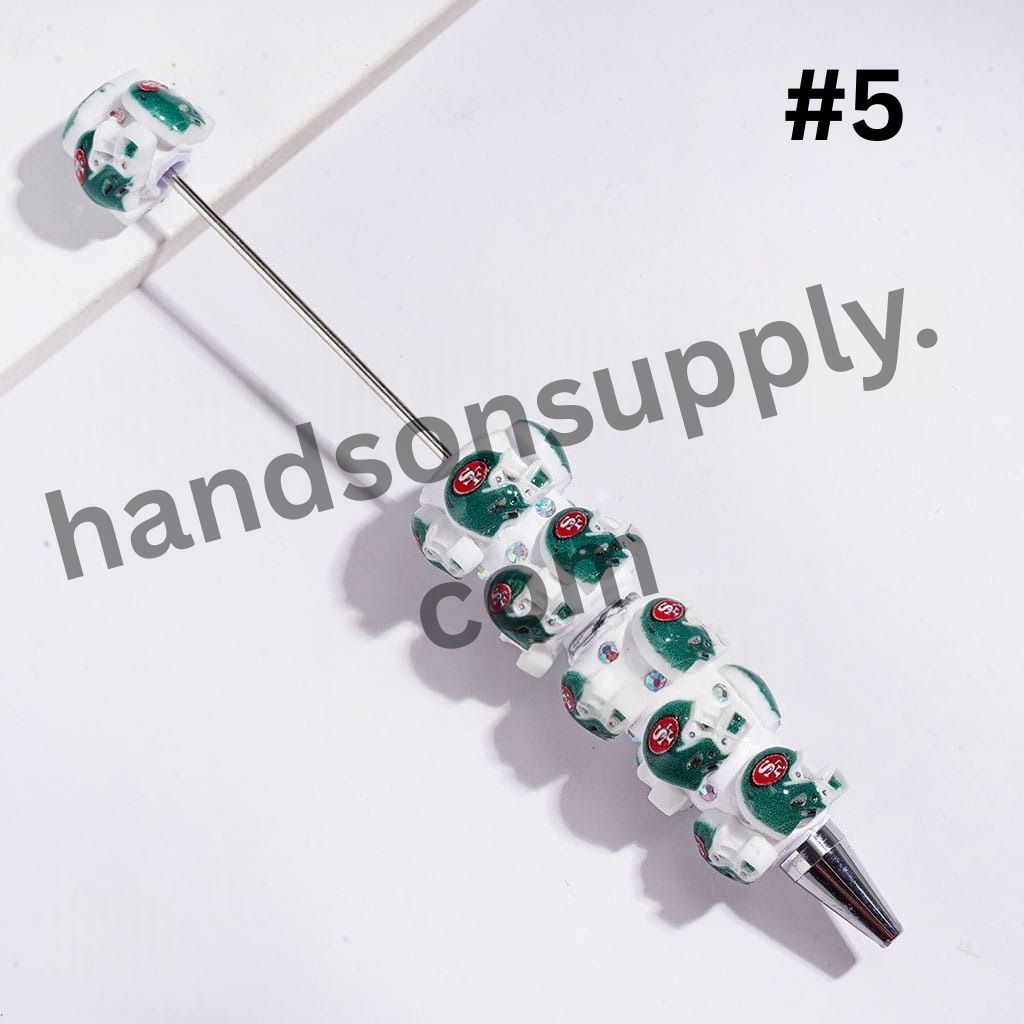 American Football Helmet & AB Rhinestone Assorted Team Series Beadable Clay Pens, Multi-Color