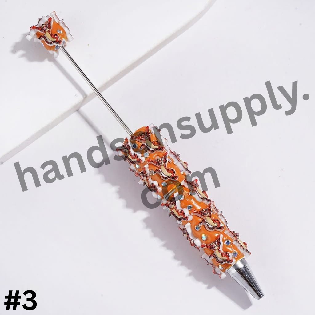 Playful Animal Character Series Donkey, Tiger, Bear & Pig with Sparkling AB Rhinestones Beadable Clay Pens, Multi-Color