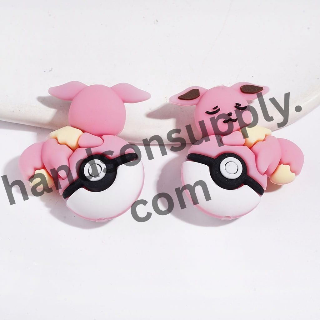 3D Cute Elf Character Resting on Magic Ball Silicone Focal Beads, 31*33MM, Multi-Color