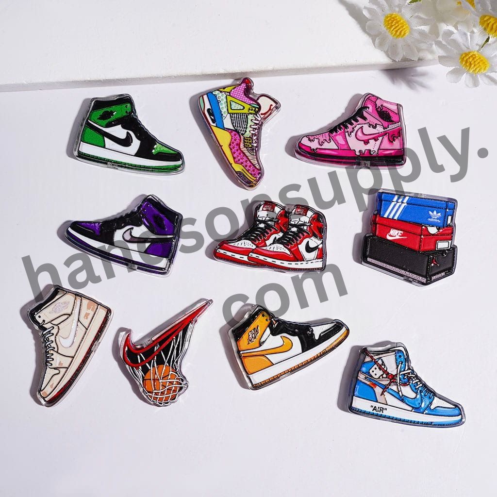 Trendy Sports Sneaker & Shoe Box Acrylic Beads, Semi-Clear Random Mix