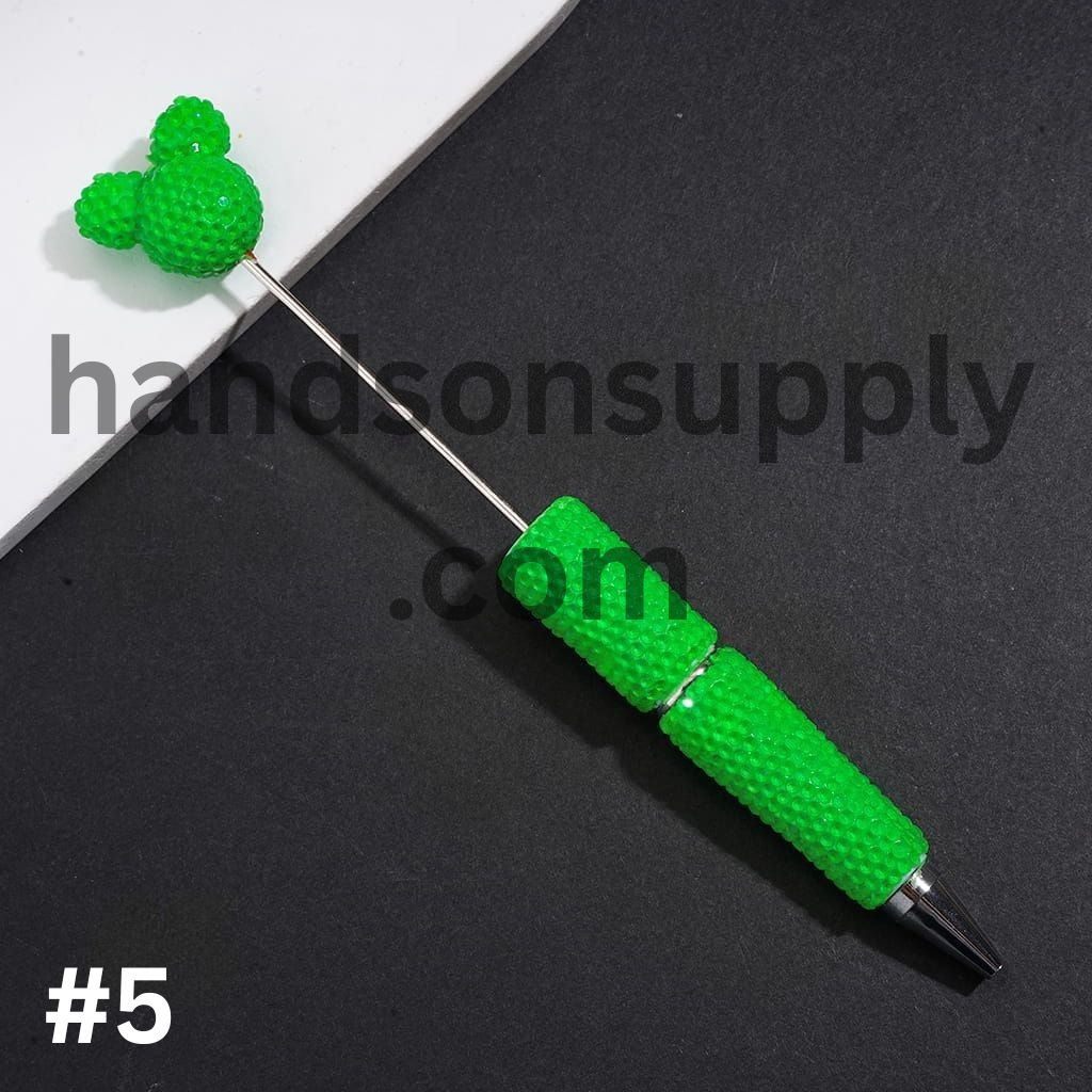 Vibrant Color Mouse Head Pen Topper with Sparkly Rhinestone Fluorescent Beadable Clay Pen (Please Read Description)