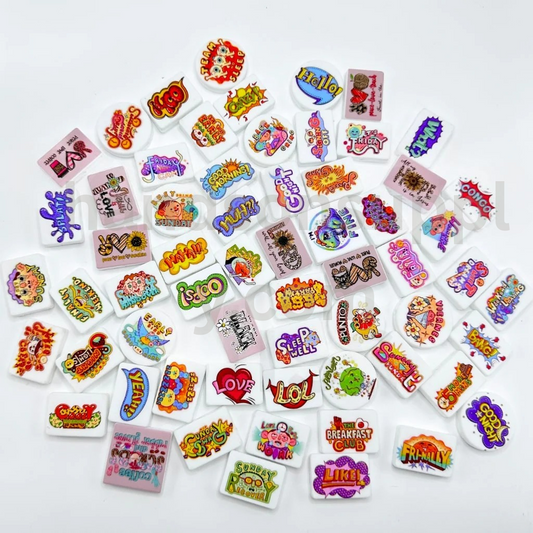 Sentences Series Different Sayings Words Silicone Focal Beads, Random Mix