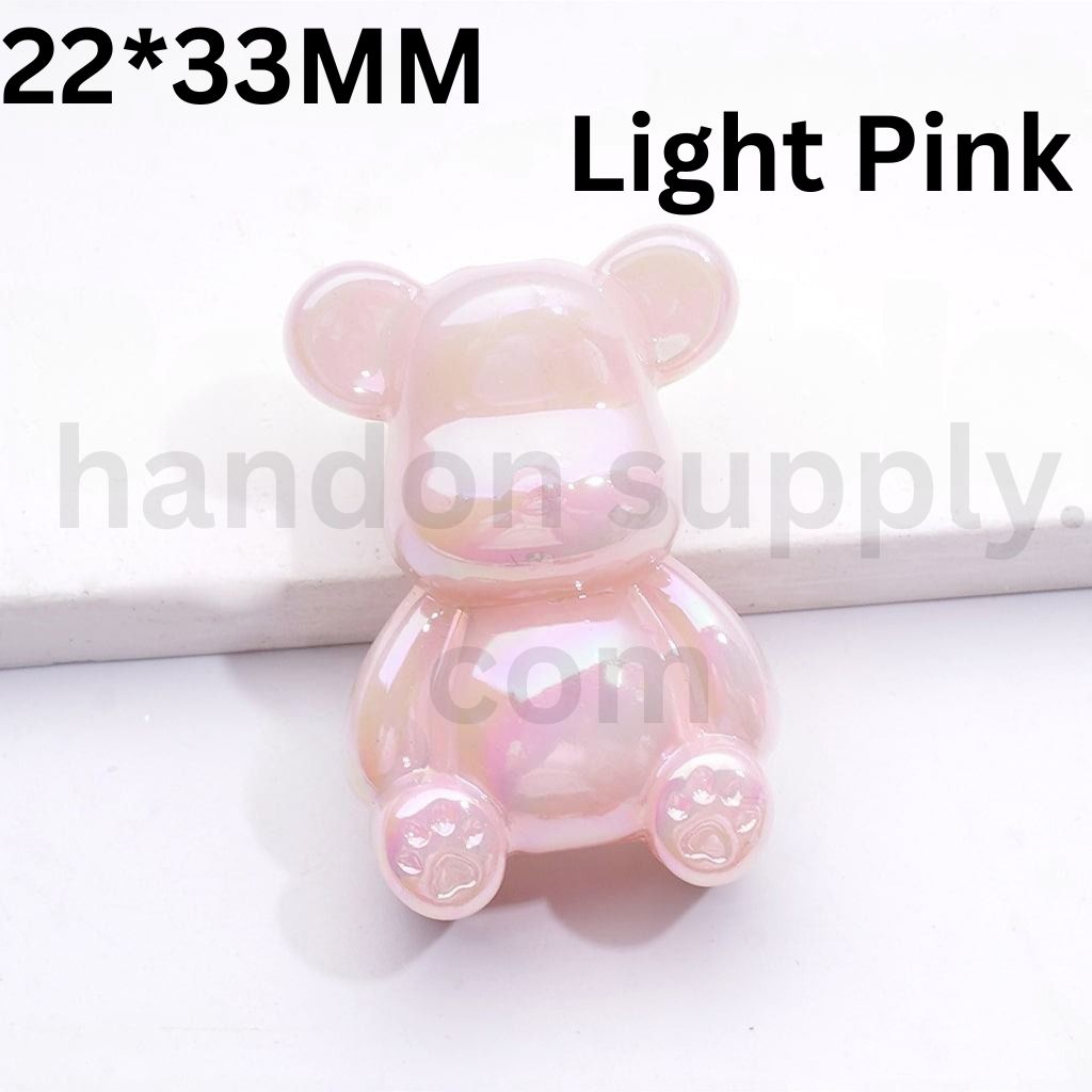 UV Coated Bearbric Style 33×22MM Solid Color Acrylic Beads Single Option Available