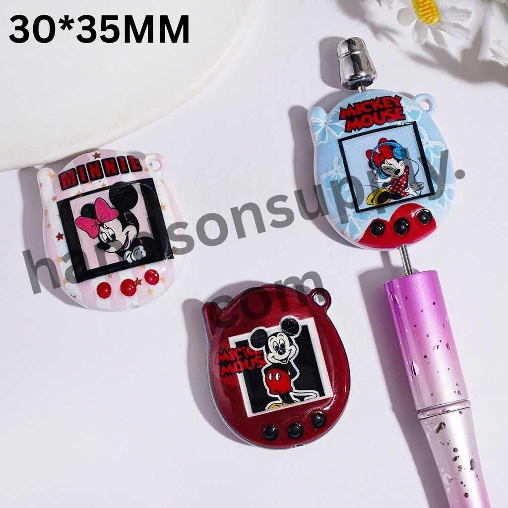 Playful Classic Mouse Character Animal Theme Acrylic Beads & Pendants, 30*35MM, Multi-Color Random Mix