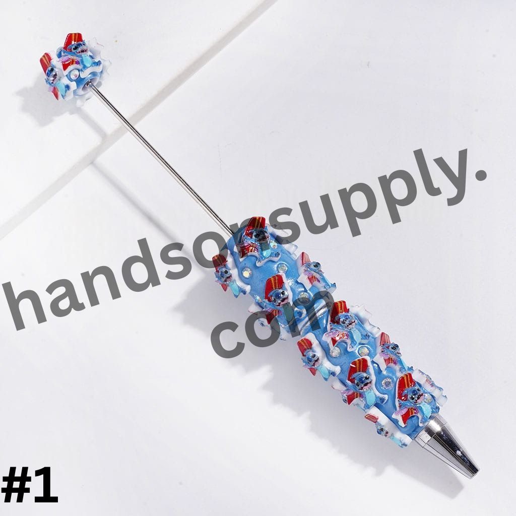 Cute Monster Character Series Design with Sparkling AB Rhinestones Beadable Clay Pens