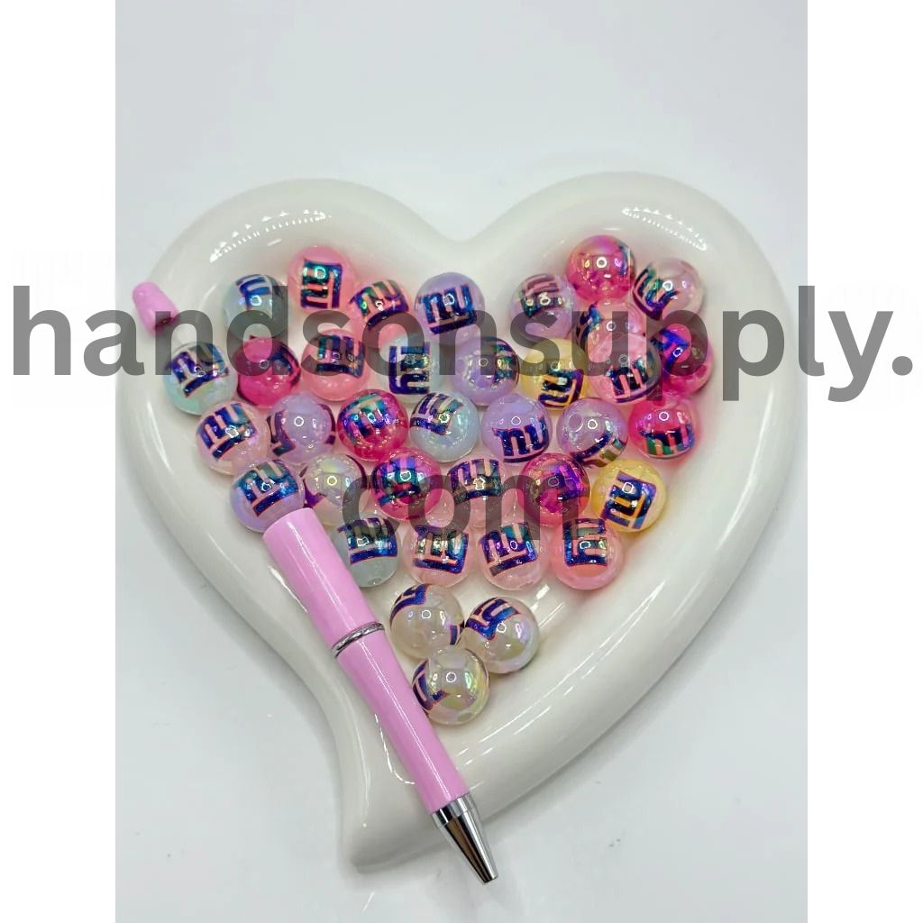 Round Jelly Color USA American Football Team Sports Acrylic Beads, 16MM
