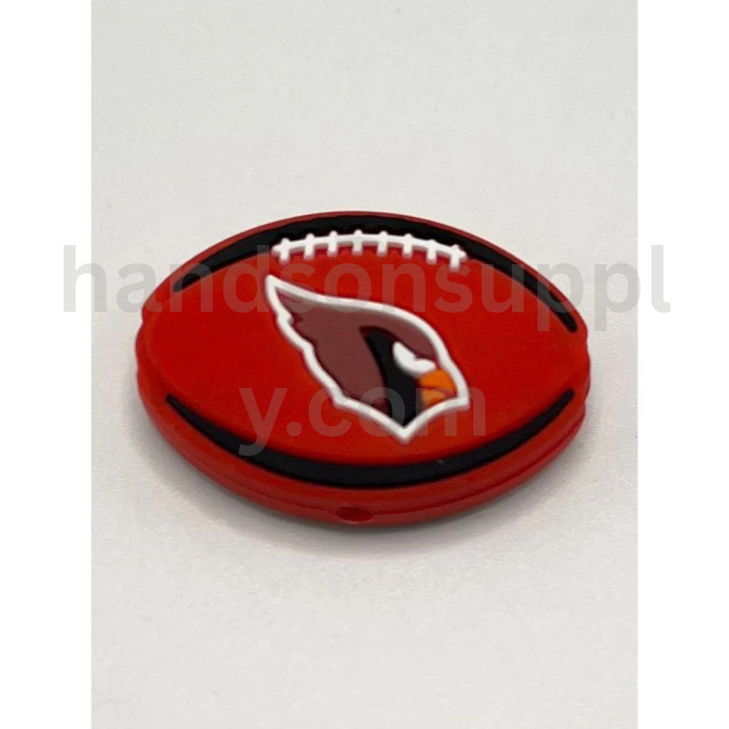 Red Cardinals Team Logo Football Theme Silicone Focal Beads