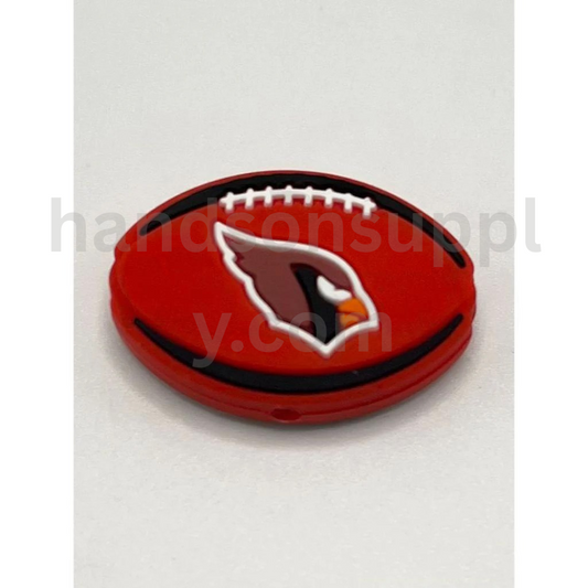 Red Cardinals Team Logo Football Theme Silicone Focal Beads