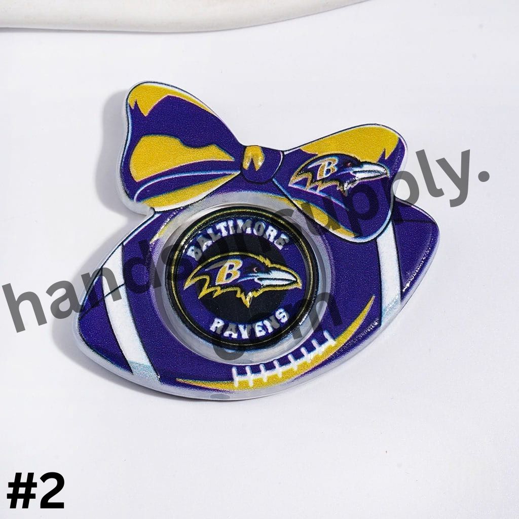 American Football Team Design Hollow Bowtie Frame with Flat Round Acrylic Beads Collection Set, Large Size