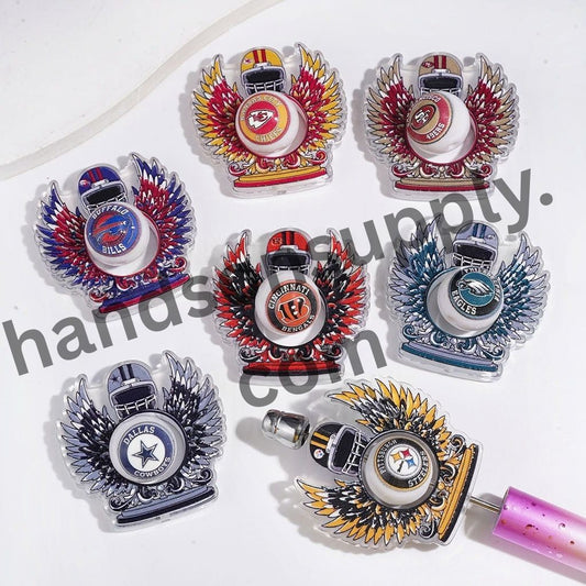 Hollowed Wings with Helmet and American Football Round Beads Collection Set Acrylic Beads (Please Read the Description)