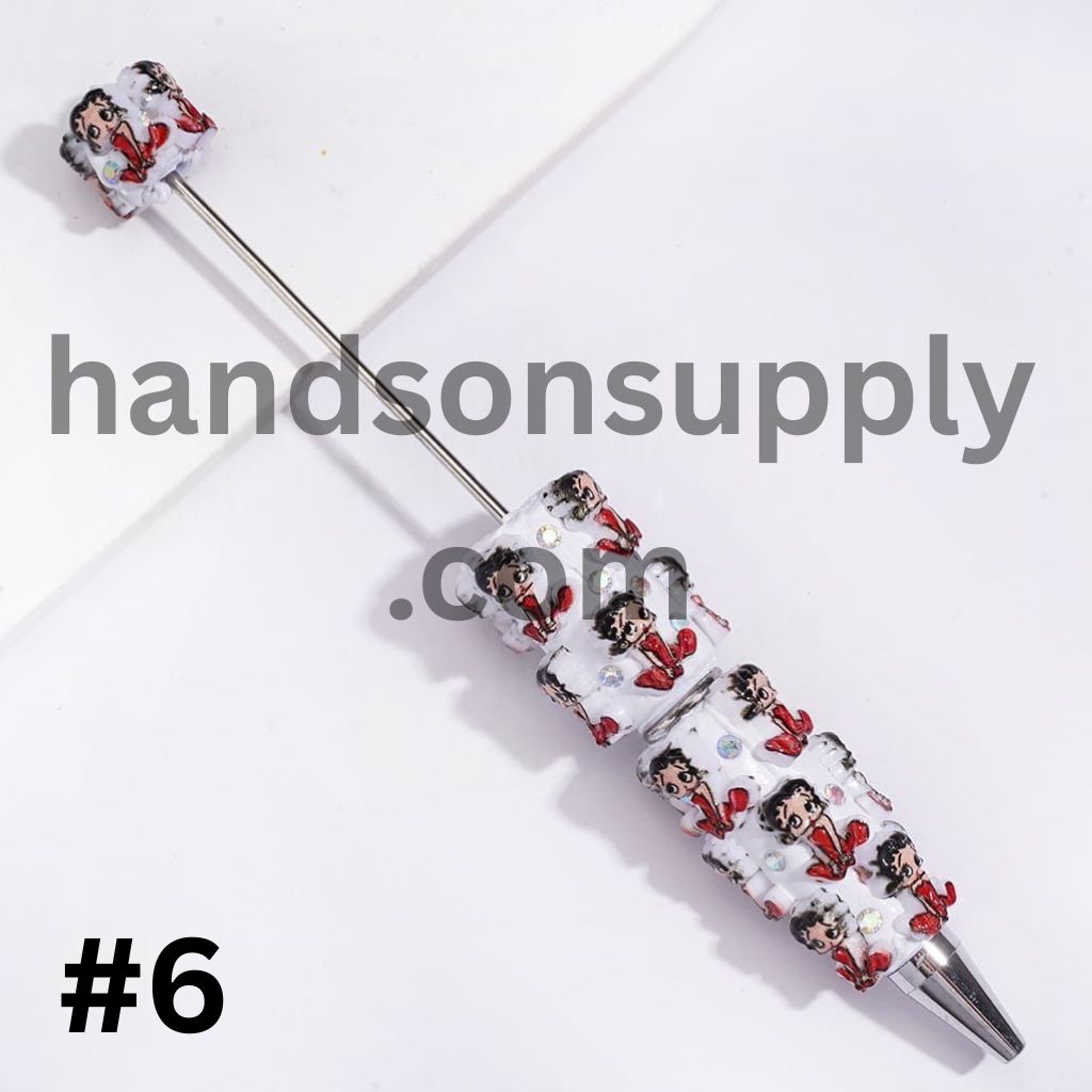 Cute Vintage Old Girl Character Series with Sparkling AB Rhinestone Beadable Clay Pens