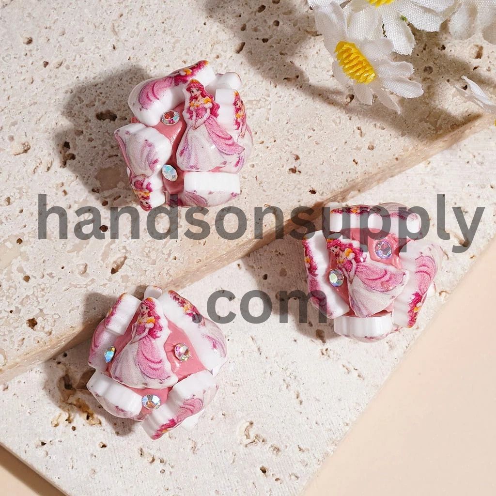 Classic Animation Pretty Princess CharacterClay Beads and AB Rhinestones, 20MM Multi-Color