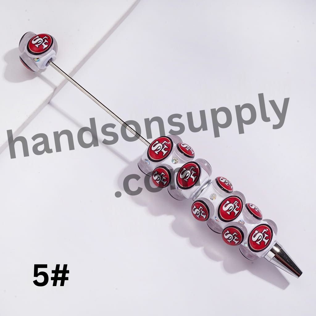 USA Football Team & Baseball Heart Design Series with Sparkling AB Rhinestone Beadable Clay Pens